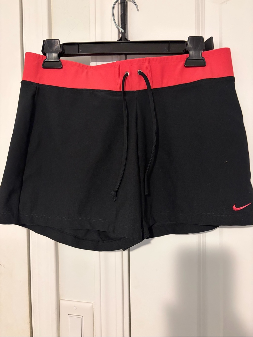 Nike Women's Black Athletic Shorts with Red Waistband